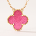 Alhambra Lucky Pink Enamel Clover 1 Motifs necklace