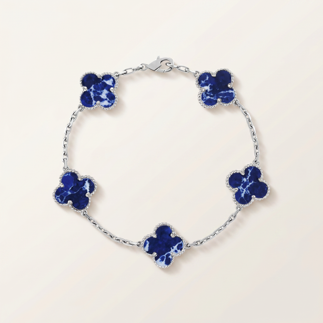 Vintage Alhambra Crystal Blue Clover Bracelet