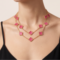 Alhambra Lucky Pink Enamel Clover 20 Motifs necklace