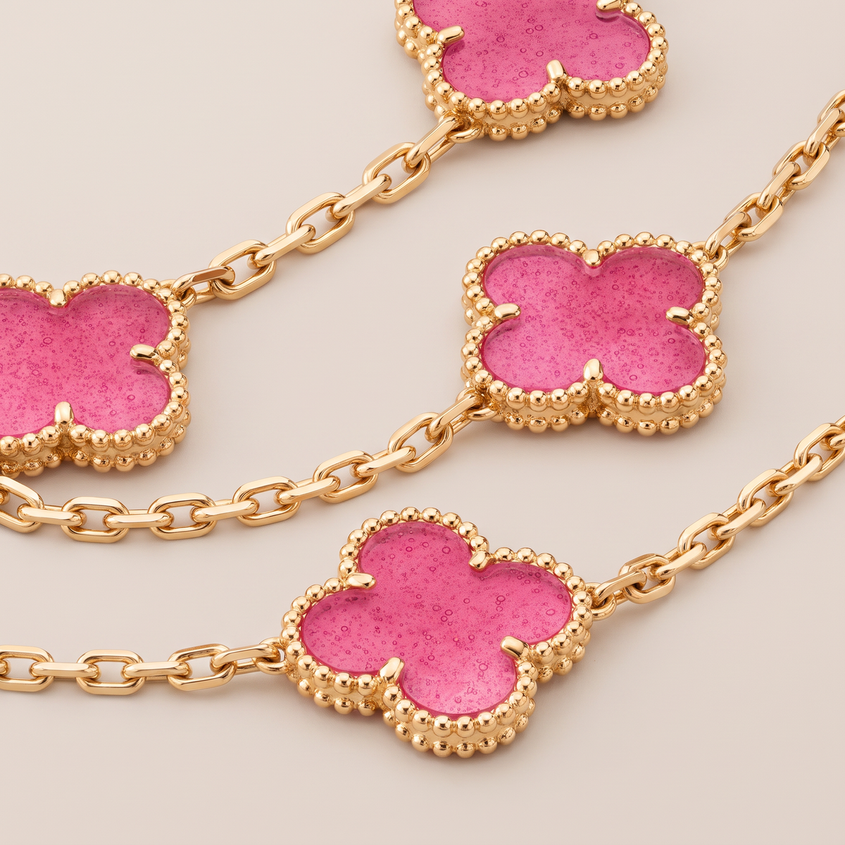 Alhambra Lucky Pink Enamel Clover 20 Motifs necklace