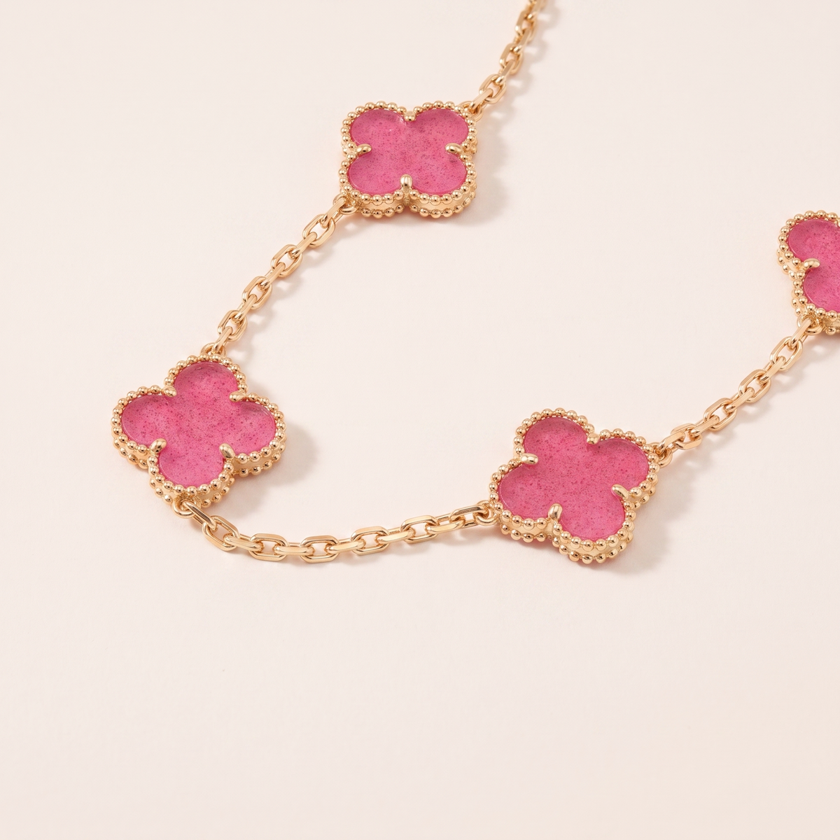 Alhambra Lucky Pink Enamel Clover 20 Motifs necklace