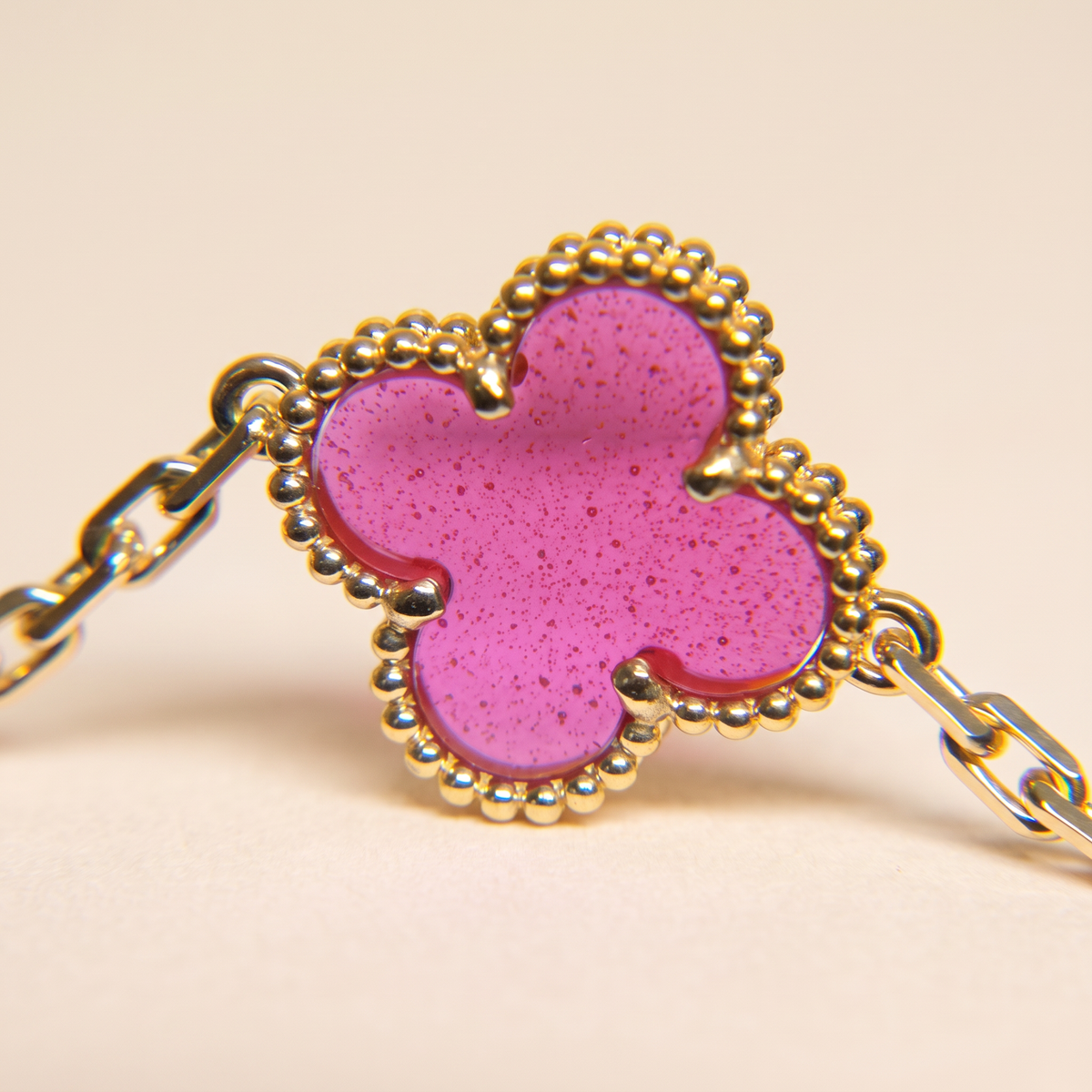 Alhambra Lucky Pink Enamel Clover 5 Motifs Bracelet