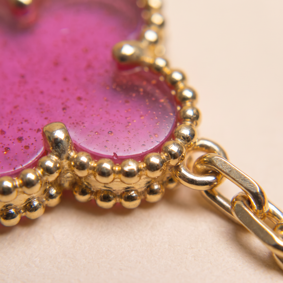 Alhambra Lucky Pink Enamel Clover 5 Motifs Bracelet