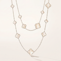 Alhambra White Inlay Long Clover Necklace