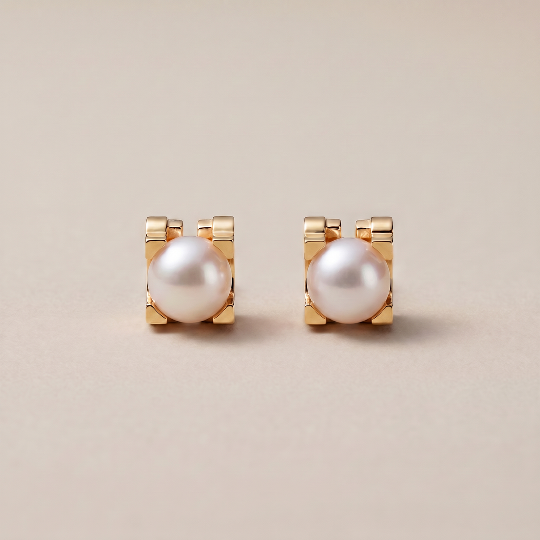 C Shaped Pearl Stud Earrings