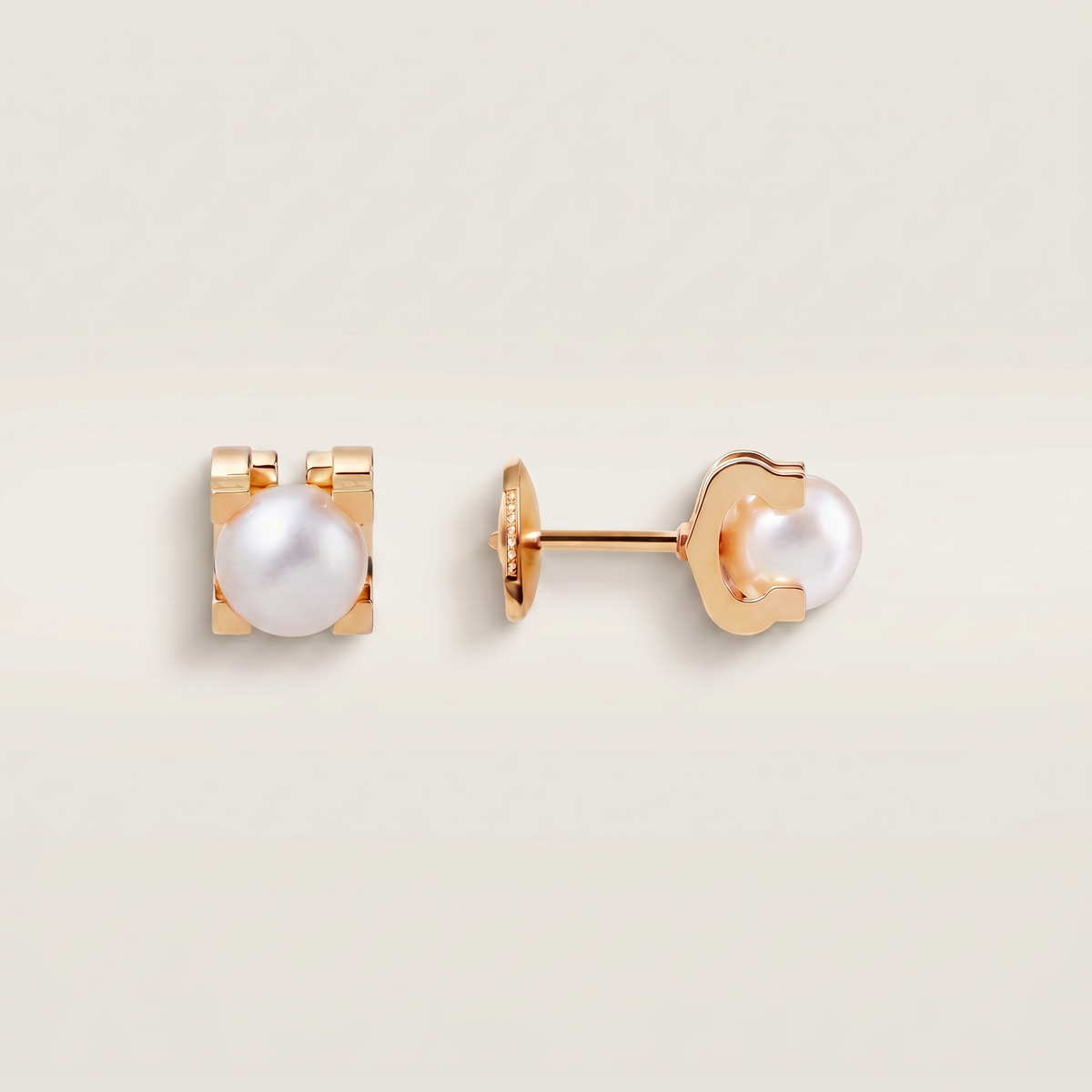 C Shaped Pearl Stud Earrings