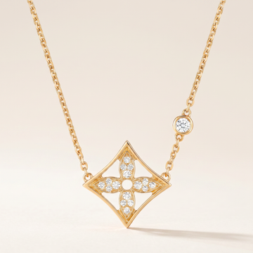 Color Blossom Yellow Pavé Diamonds Star Necklace