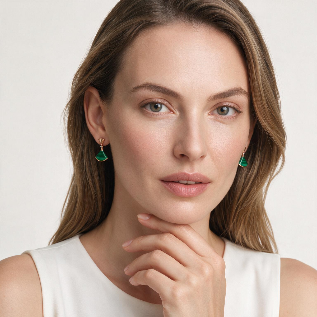 Diva's Dream Green Fan Drop Earrings