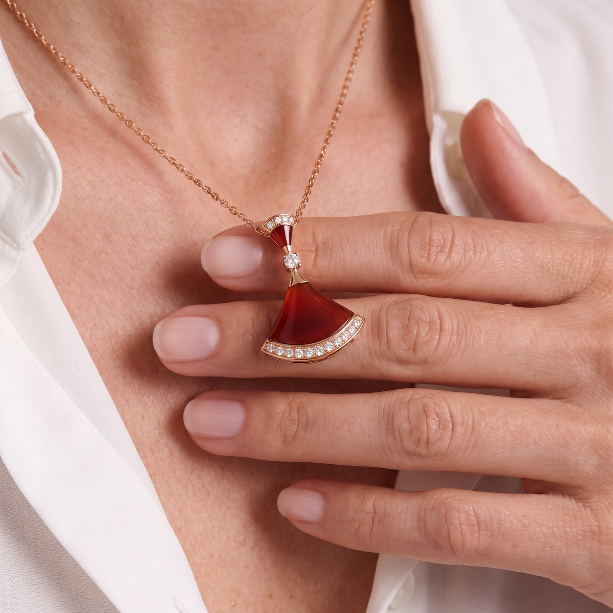 Diva's Dream Paved Red Pendant Necklace
