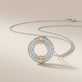 Edge Circle Pavé Diamond Pendant Necklace