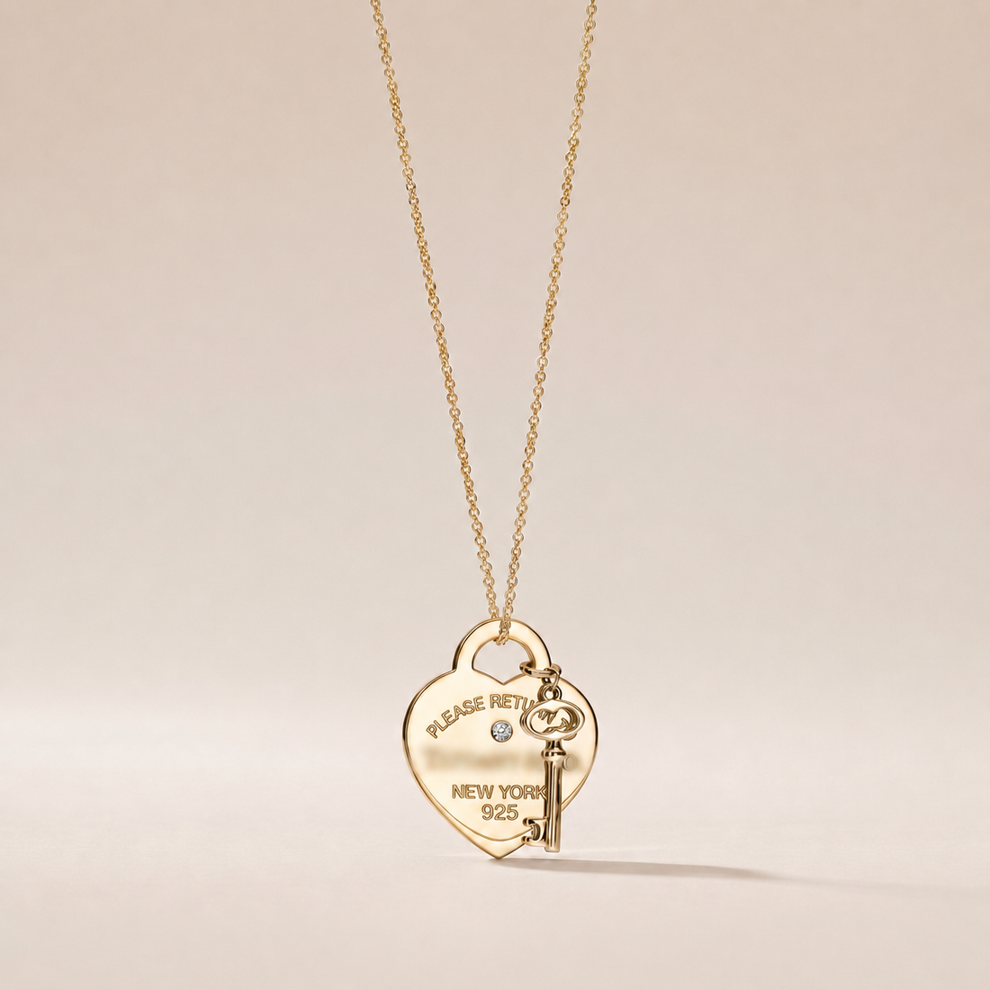 Heart & Key Pendant Necklace