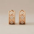 Perlée Clovers Diamonds Hoop Earrings