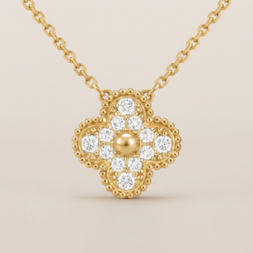 Sweet Alhambra Pavé Diamond Clover Necklace