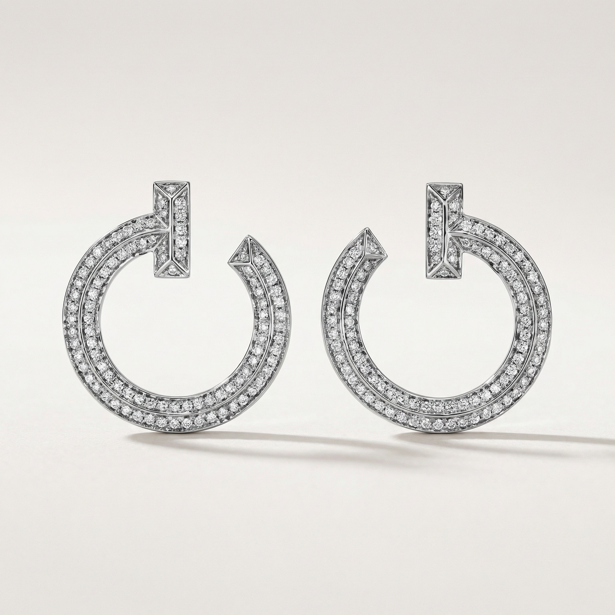 T T1 Open Pavé Hoop Earrings
