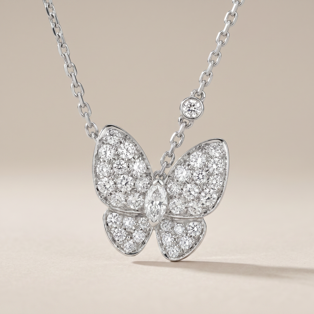 Two Butterfly Diamond Necklace