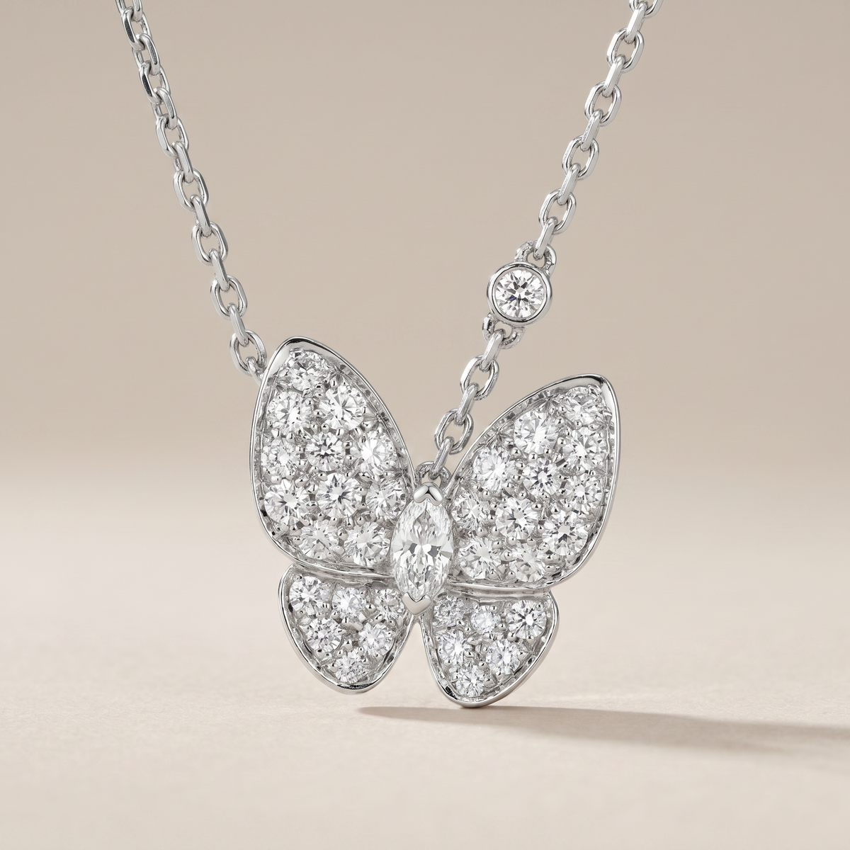 Two Butterfly Diamond Necklace