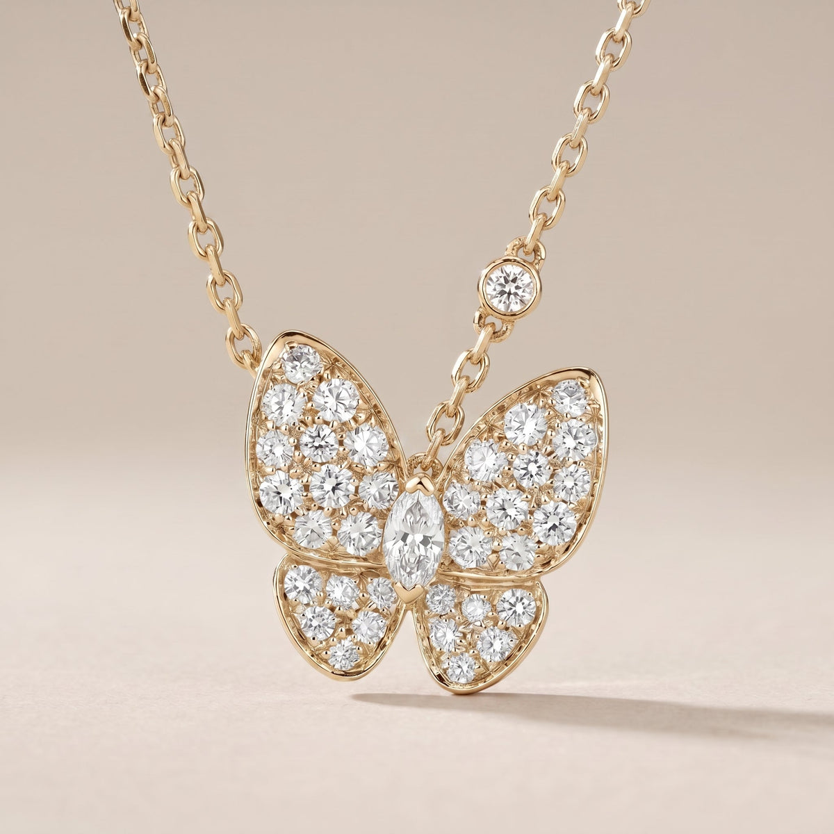 Two Butterfly Diamond Necklace