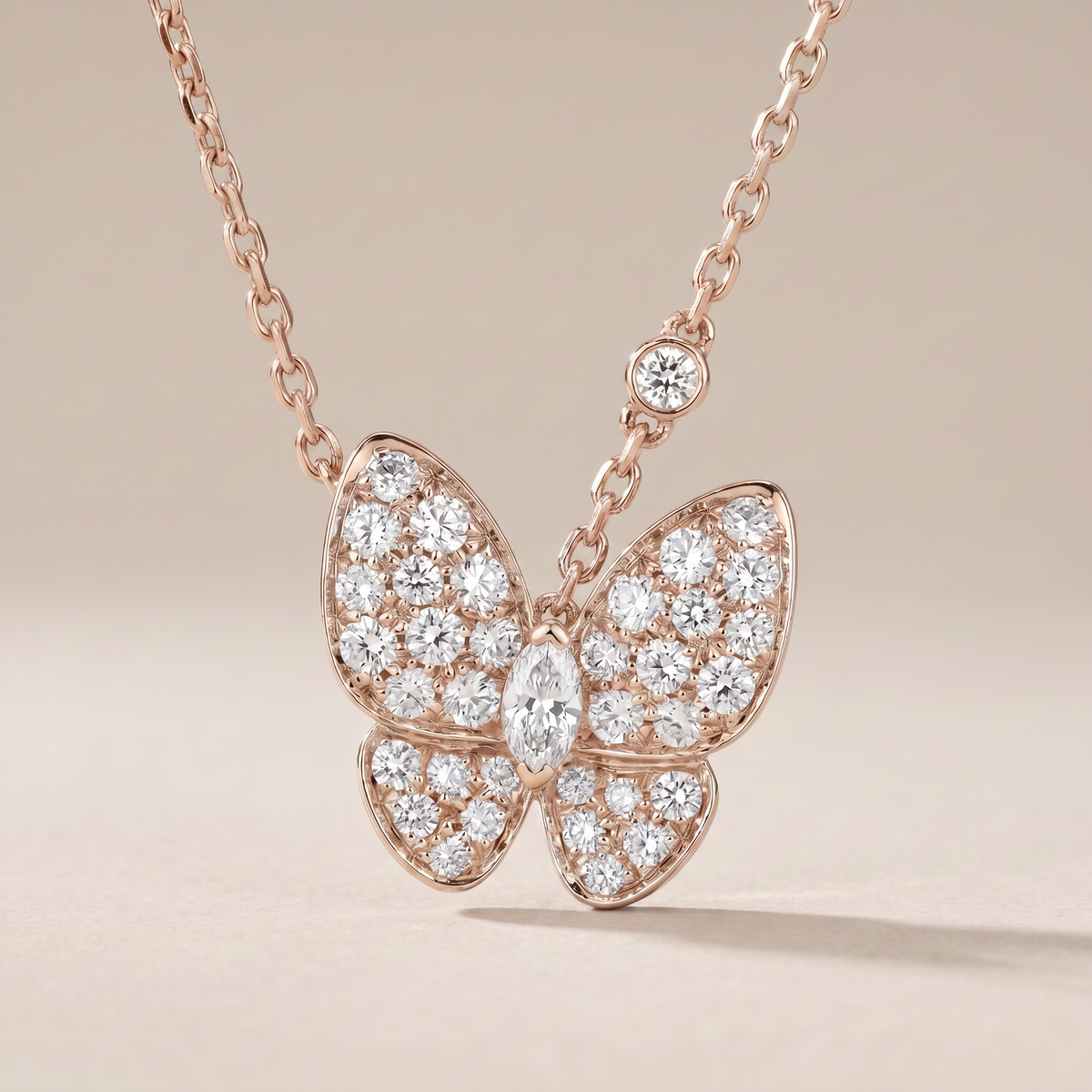 Two Butterfly Diamond Necklace