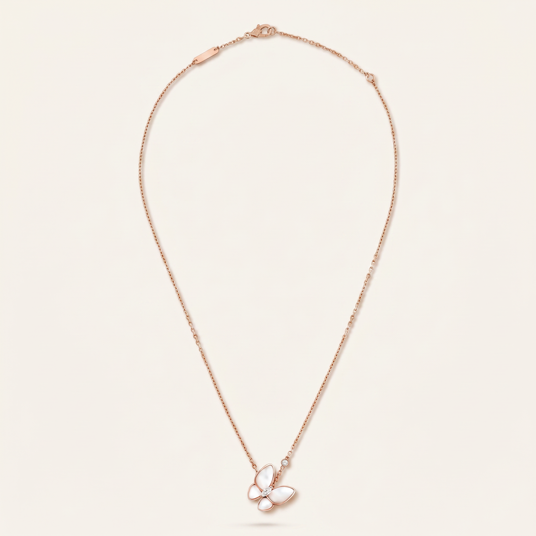 Two Butterfly Mother Of Pearl Necklace