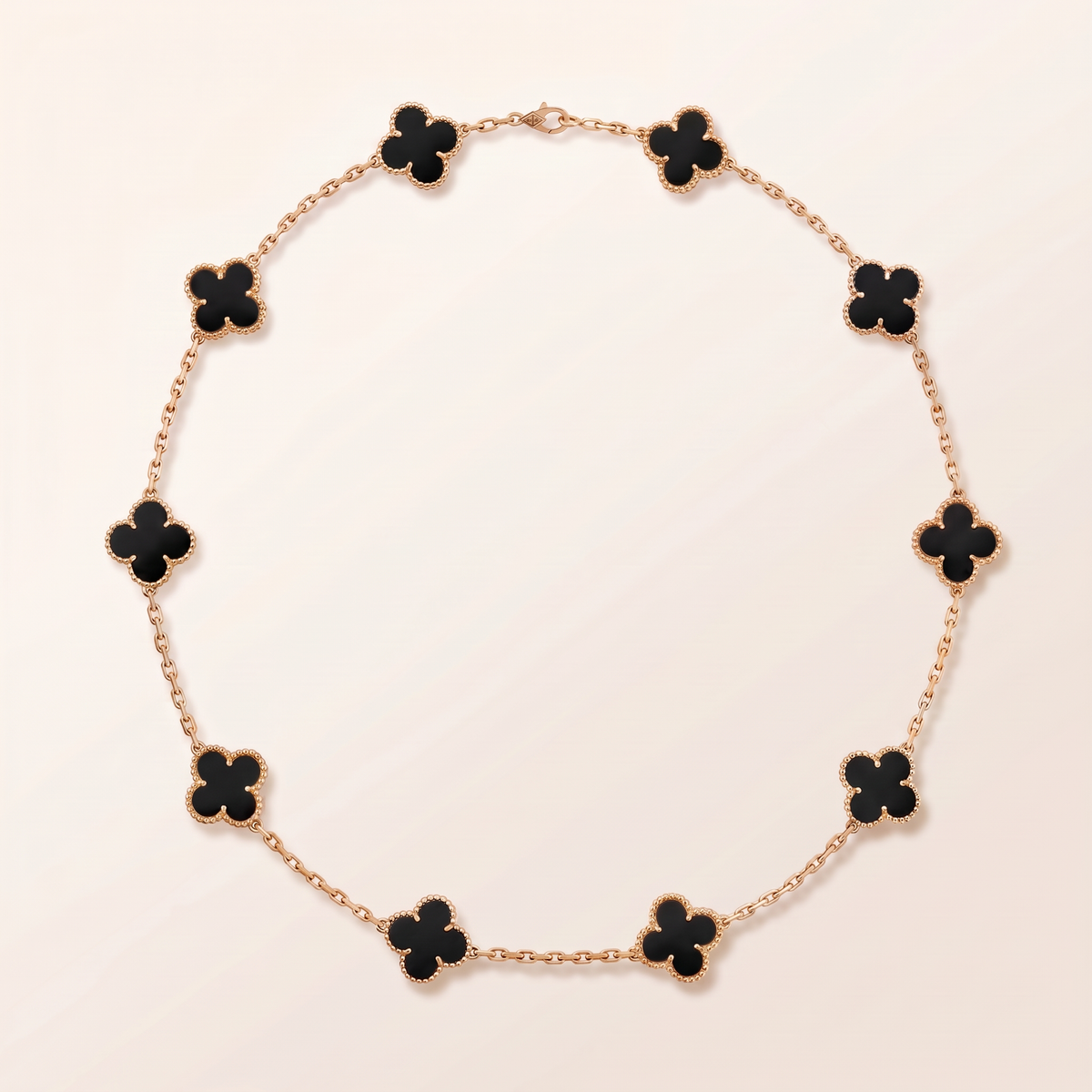 Vintage Alhambra Black 10 Motifs Necklace