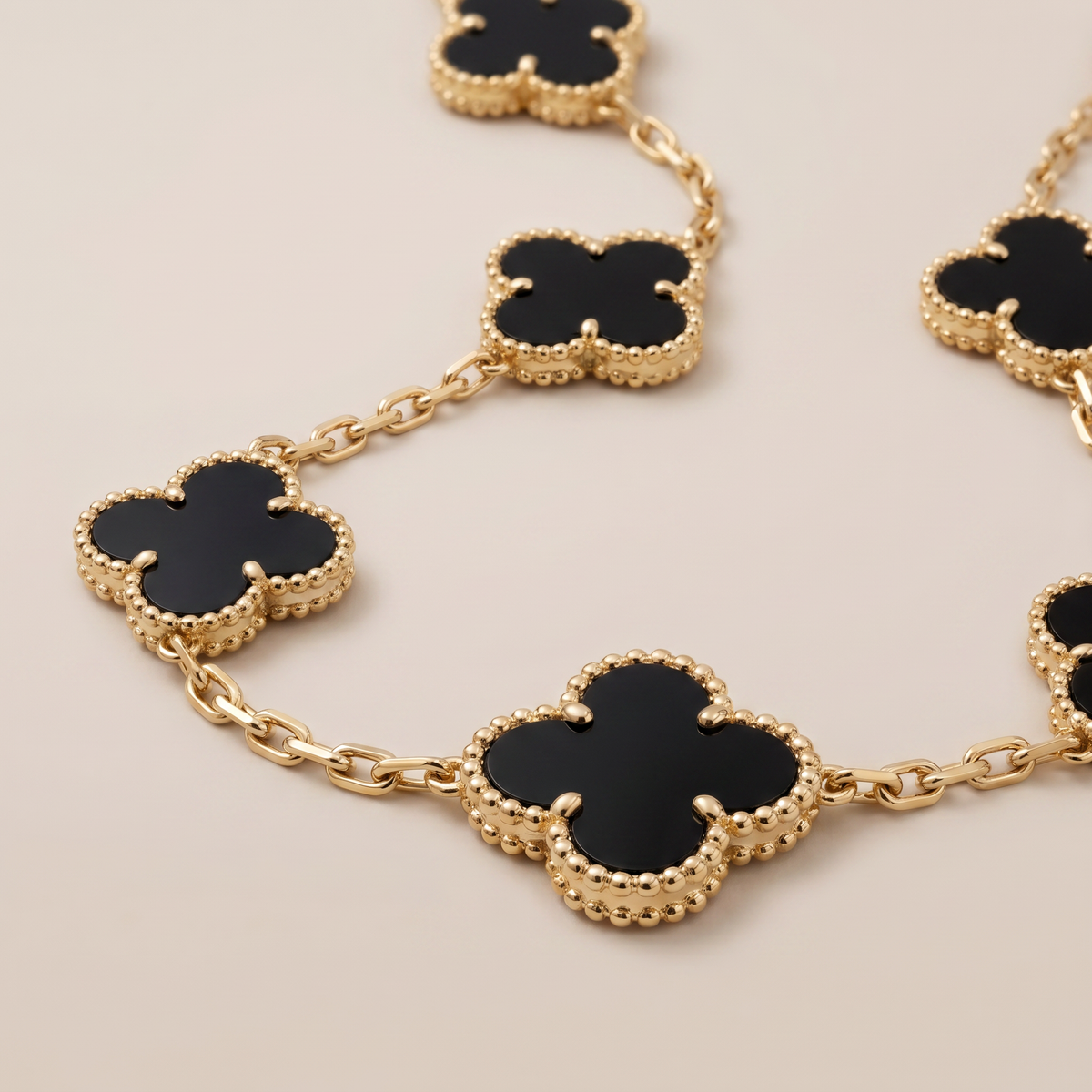 Vintage Alhambra Black 10 Motifs Necklace