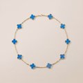Vintage Alhambra Blue Agate 10 Motifs Necklace