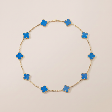 Vintage Alhambra Blue Agate 10 Motifs Necklace