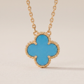 Vintage Alhambra Blue Agate Pendant Necklace