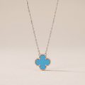 Vintage Alhambra Blue Agate Pendant Necklace