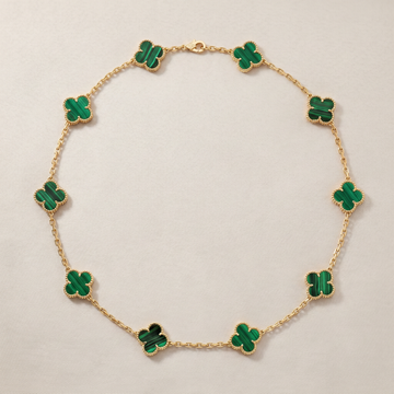 Vintage Alhambra Malachite 10 Motifs Necklace