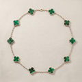 Vintage Alhambra Malachite 10 Motifs Necklace