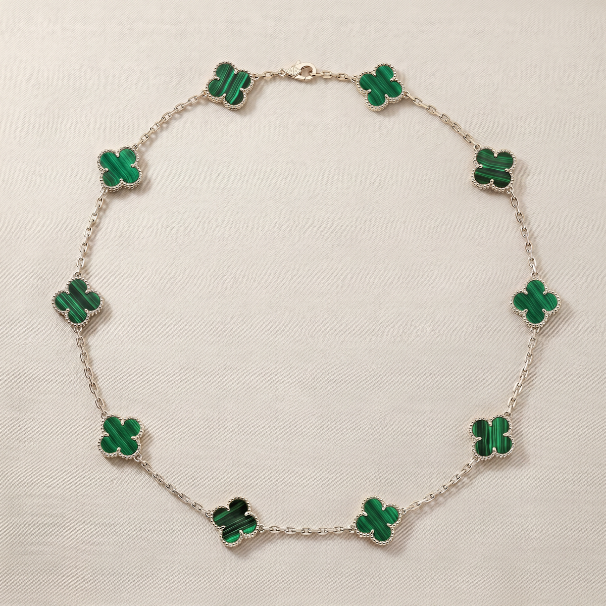 Vintage Alhambra Malachite 10 Motifs Necklace