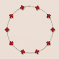 Vintage Alhambra Red Carnelian 10 Motifs Necklace