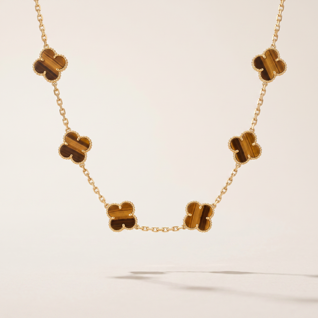 Vintage Alhambra Tiger’s Eye 10 Motifs Necklace
