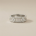Wide Clover Perlée Diamonds Ring