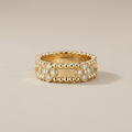 Wide Clover Perlée Diamonds Ring
