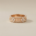Wide Clover Perlée Diamonds Ring