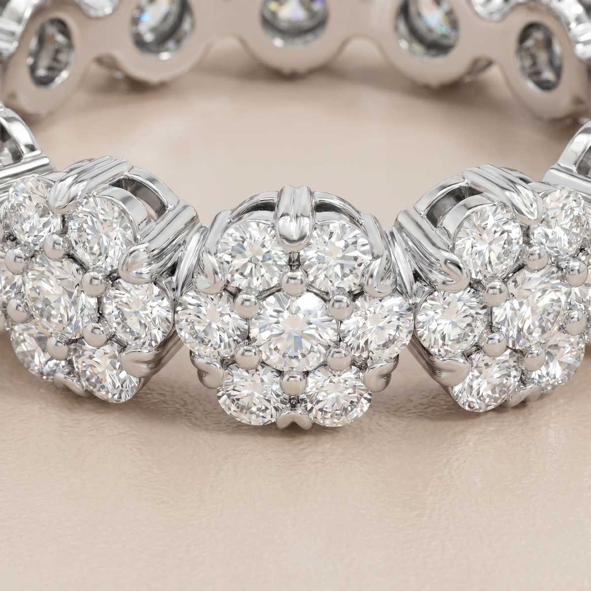 Fleurette Floral Eternity Pavé Diamonds Ring