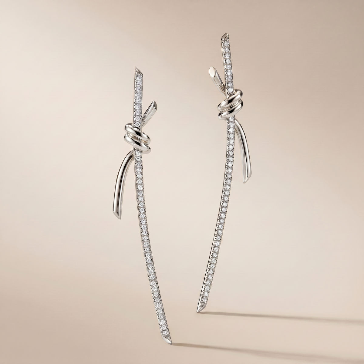 Knot Pavé Drop Earrings