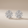Lotus One Flower Pavé Diamonds Stud Earrings