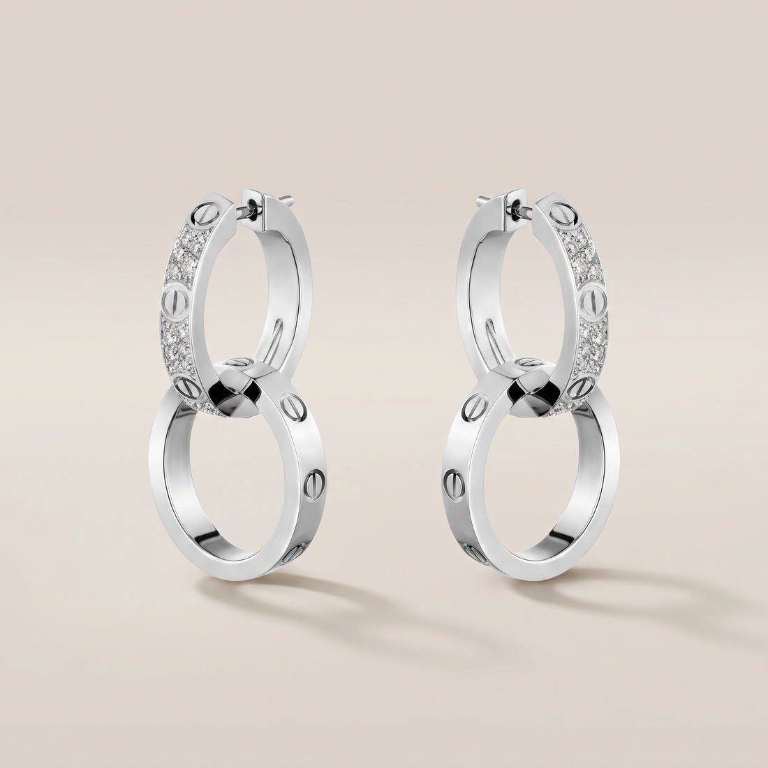 Love Double Pavé Diamonds Hoop Earrings