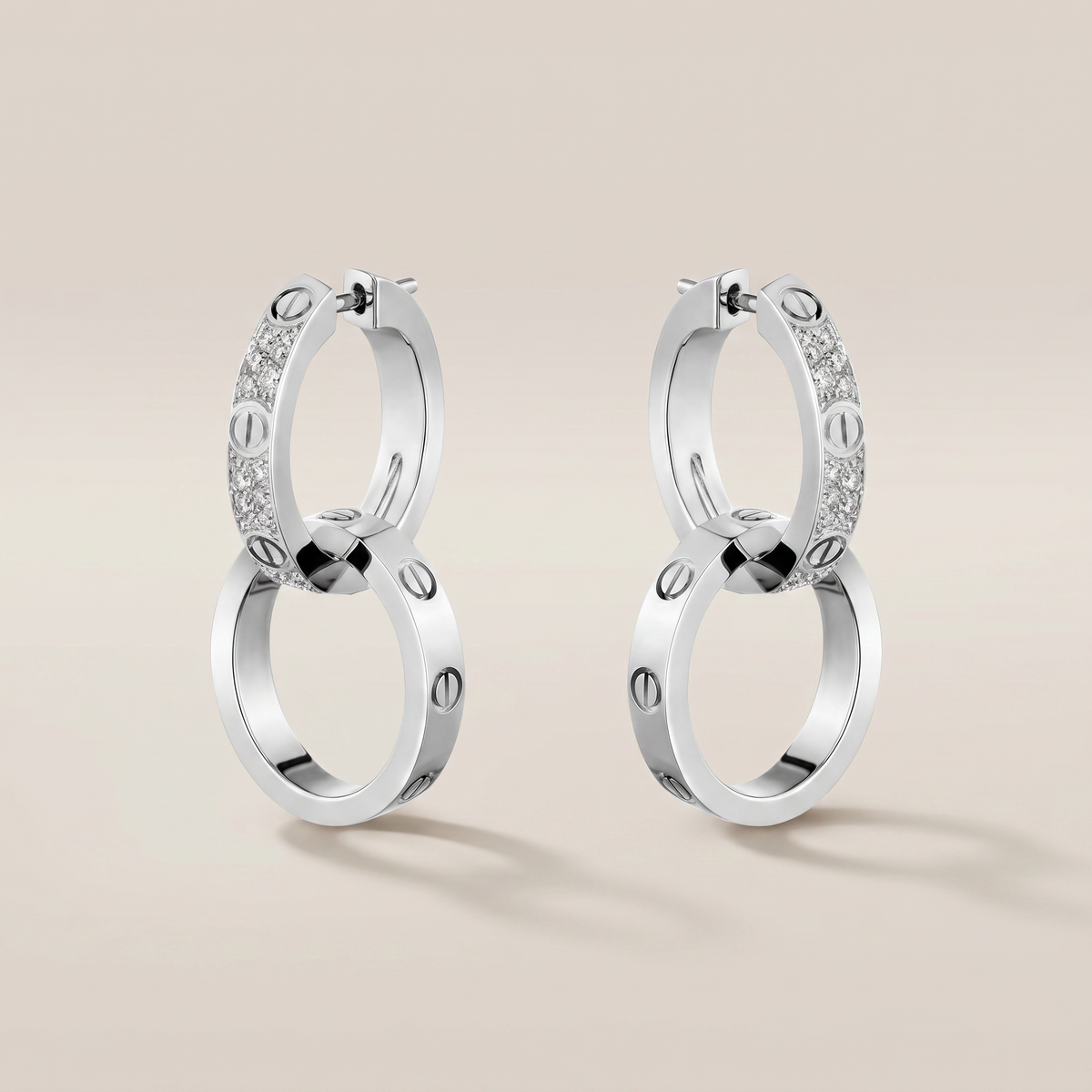 Love Double Pavé Diamonds Hoop Earrings