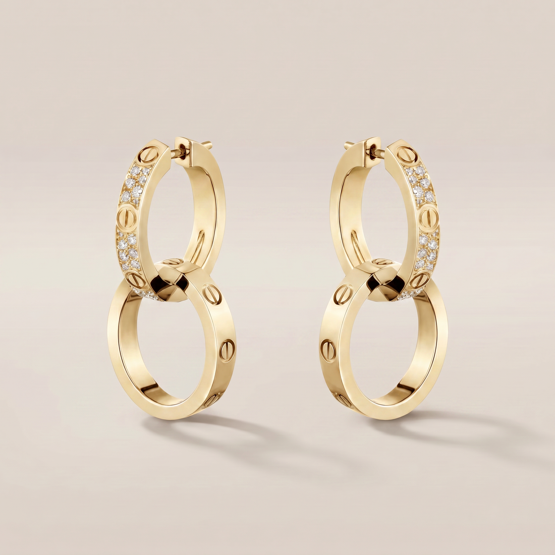 Love Double Pavé Diamonds Hoop Earrings