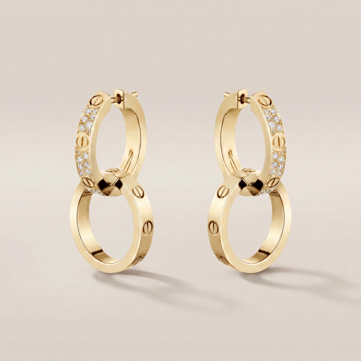Love Double Pavé Diamonds Hoop Earrings