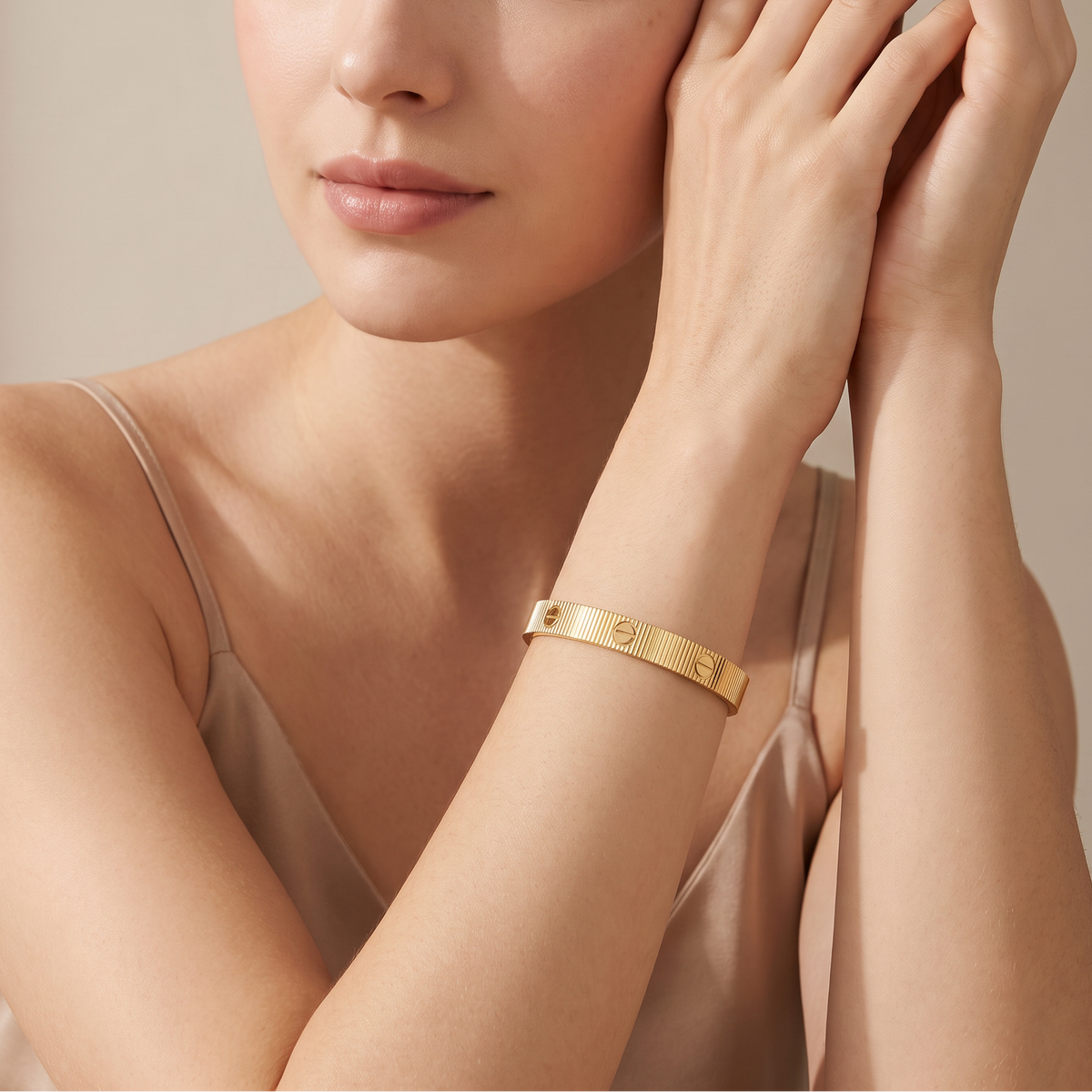 Love Ribbed Screw Accent Bracelet