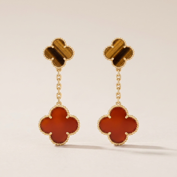 Magic Alhambra Carnelian & Tiger Eye Earrings