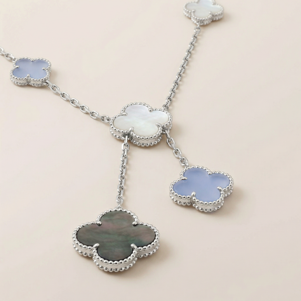 Magic Alhambra Chalcedony 6 Motifs Necklace