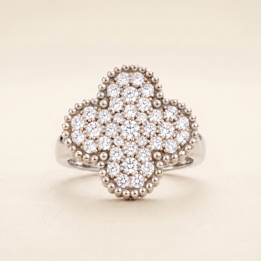 Magic Alhambra Pavé Diamonds Clover Ring