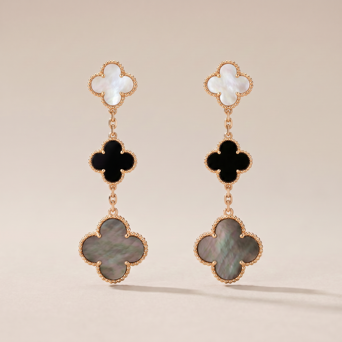 Magic Alhambra Three Pearls Motifs Earrings