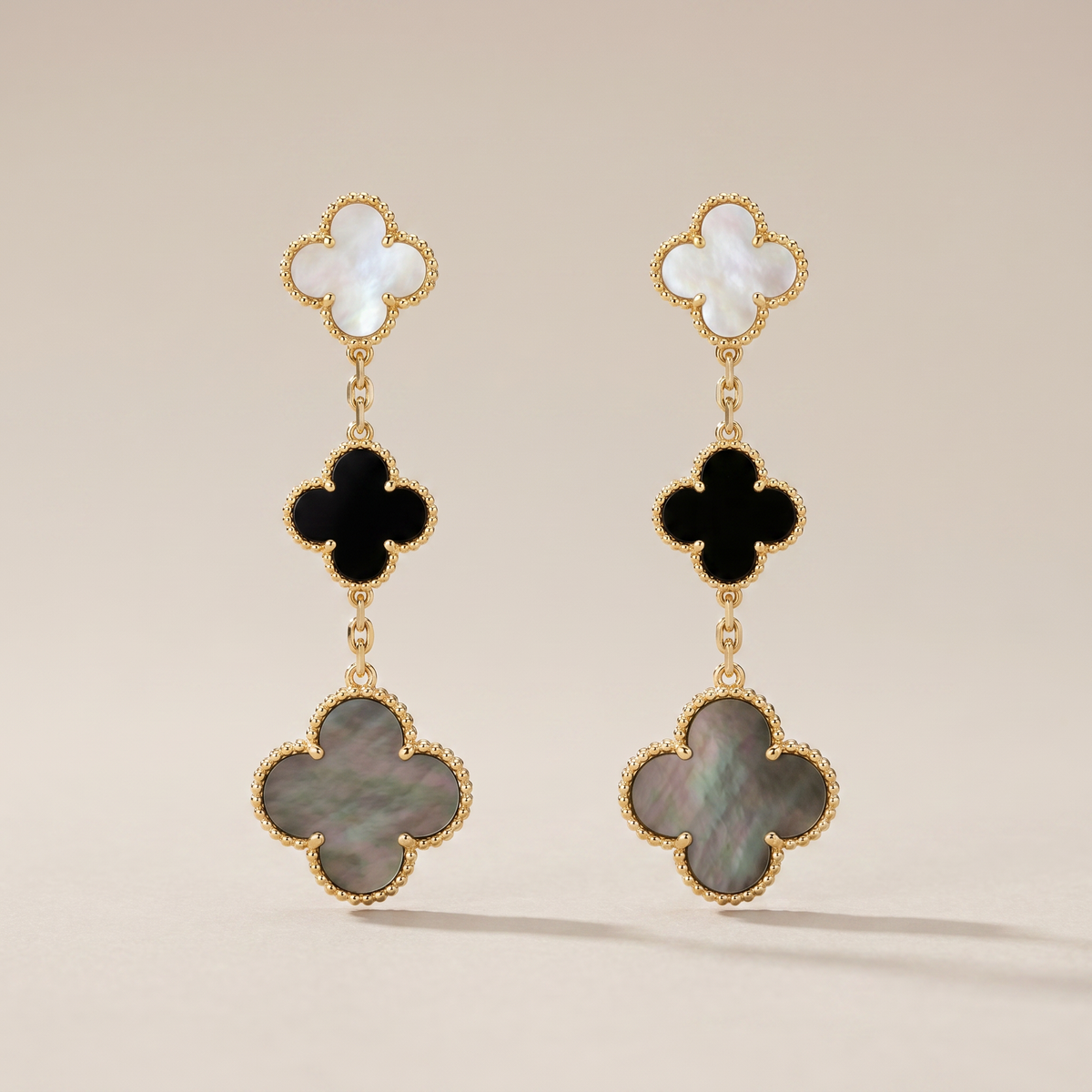 Magic Alhambra Three Pearls Motifs Earrings